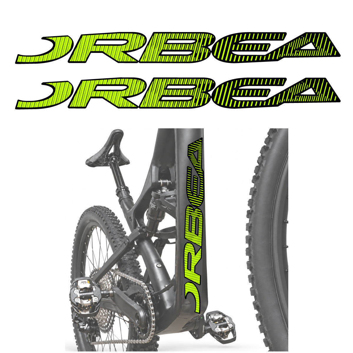 Compatible Stickers for Orbea Oiz 2020, Down Tube Lettering vinyl decals - Lime Neon