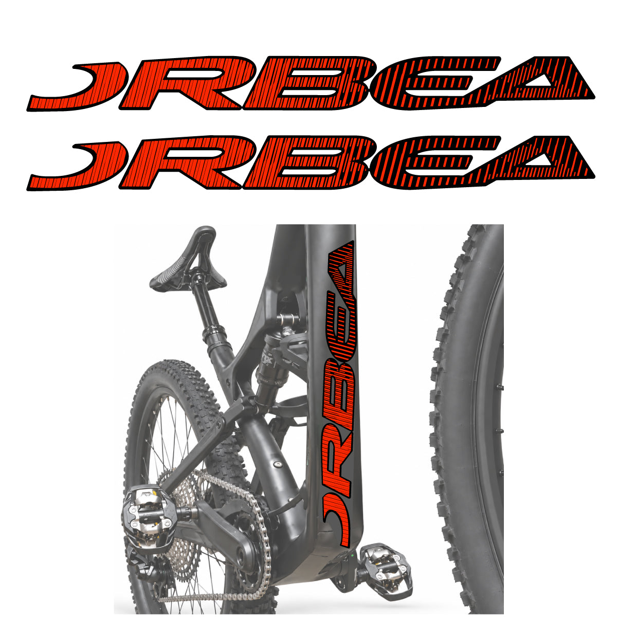 Compatible Stickers for Orbea Oiz 2020, Down Tube Lettering vinyl decals - Neon Red