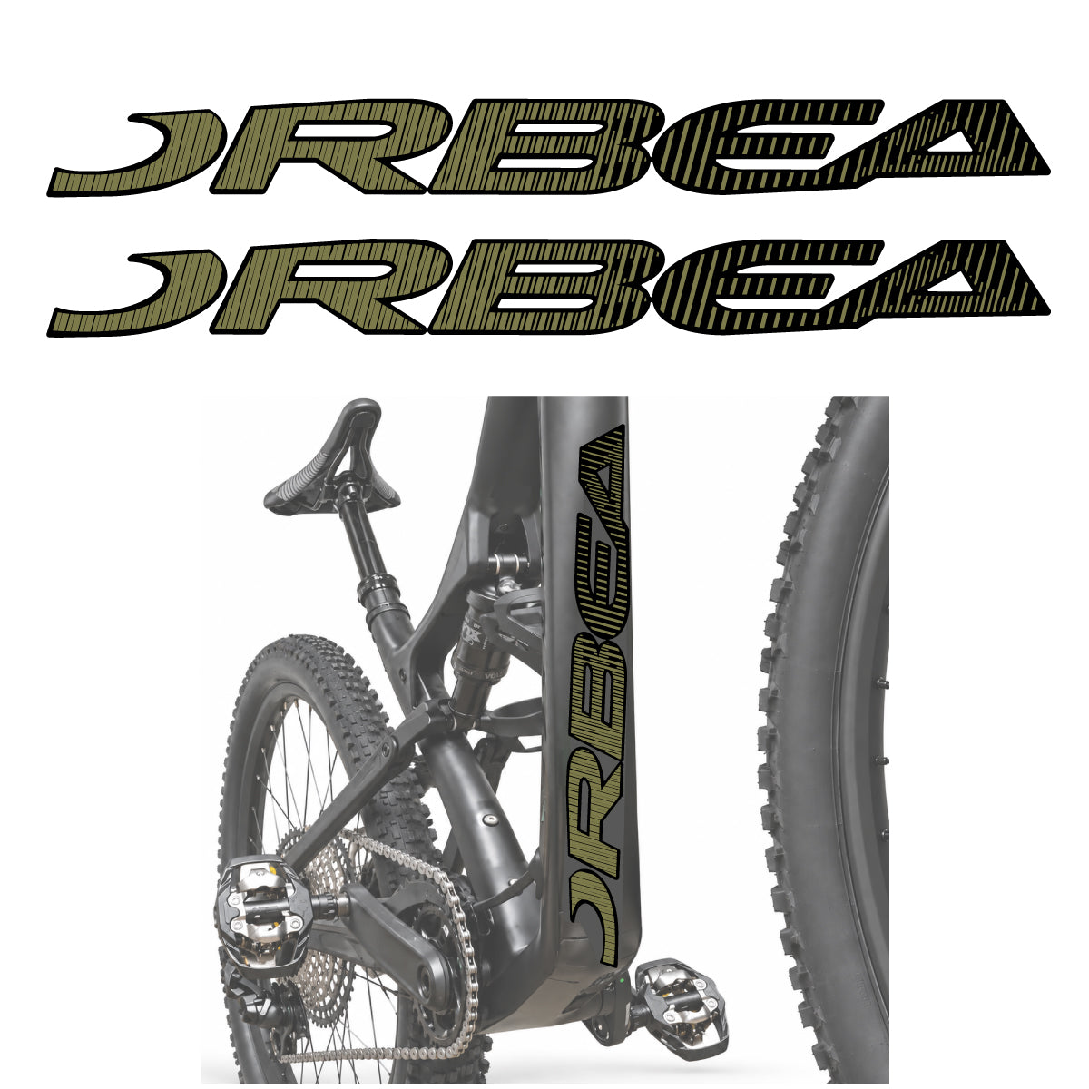 Compatible Stickers for Orbea Oiz 2020, Down Tube Lettering vinyl decals - Khaki