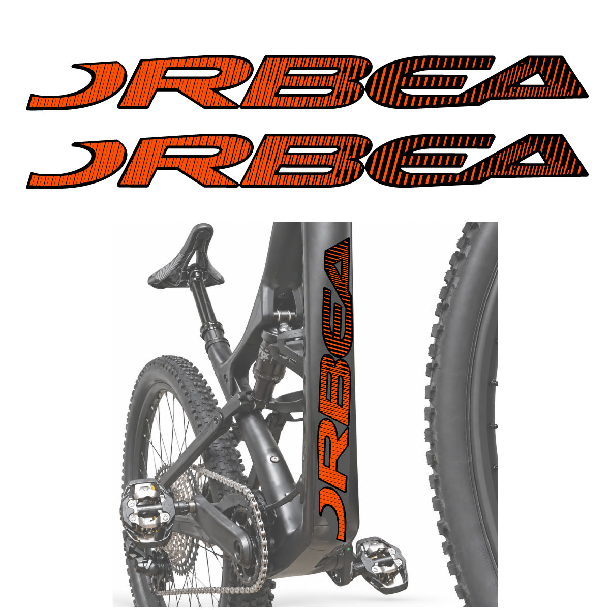 Compatible Stickers for Orbea Oiz 2020, Down Tube Lettering vinyl decals - Orange