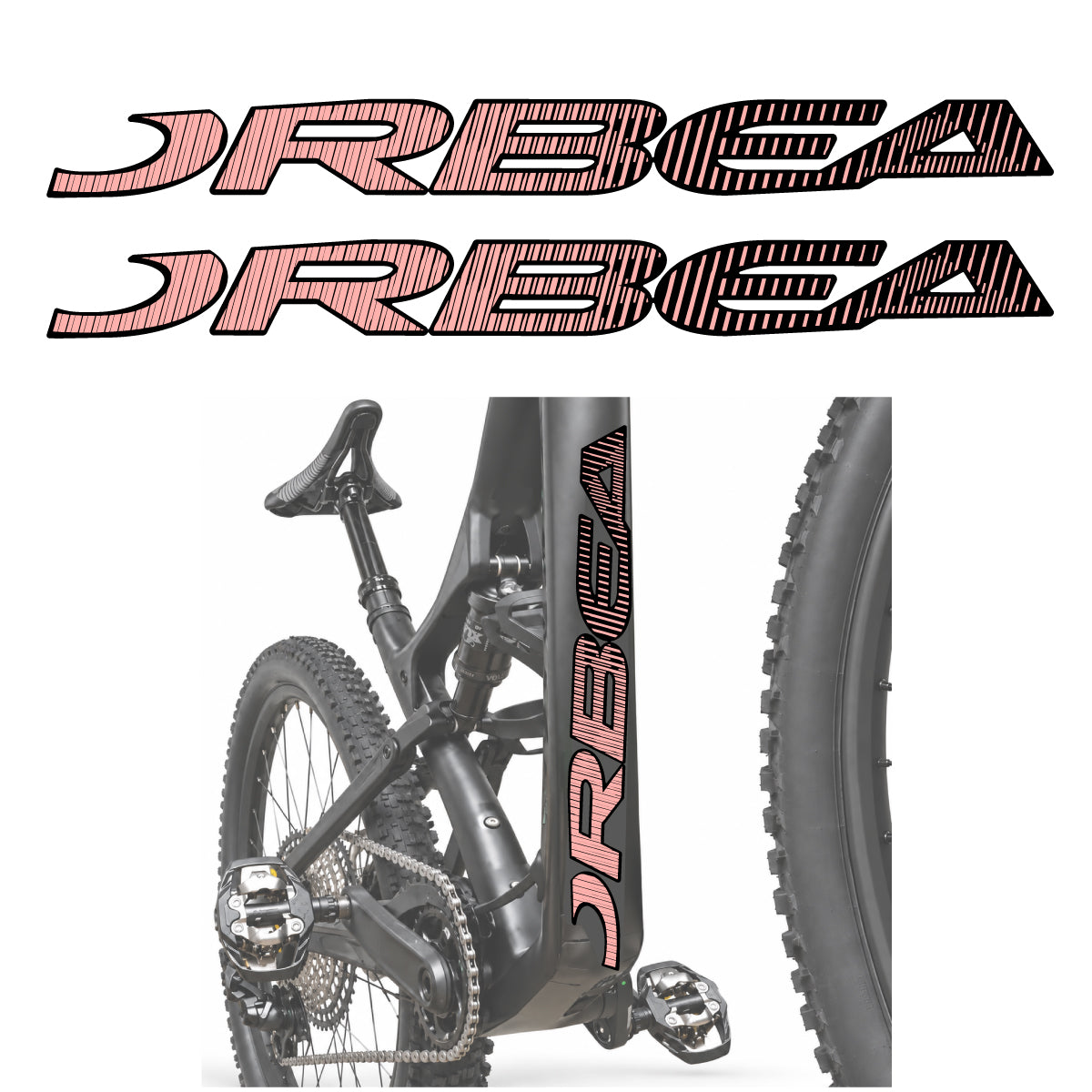 Compatible Stickers for Orbea Oiz 2020, Down Tube Lettering vinyl decals - Salmon Pink