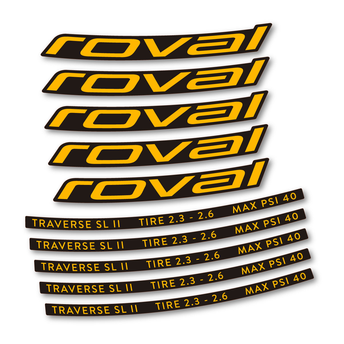 Stickers for Roval Traverse SL II 29 2023, Mountain Wheel 29" vinyl decals - Medium Yellow