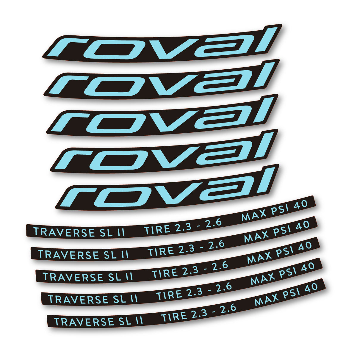 Stickers for Roval Traverse SL II 29 2023, Mountain Wheel 29" vinyl decals - Sky Blue