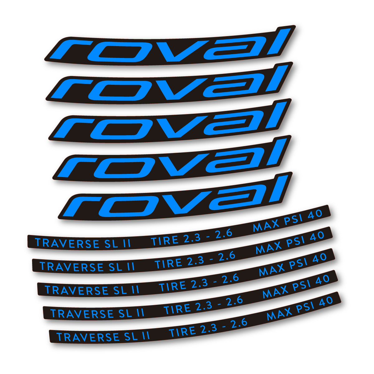 Stickers for Roval Traverse SL II 29 2023, Mountain Wheel 29" vinyl decals - Luminous Cyan