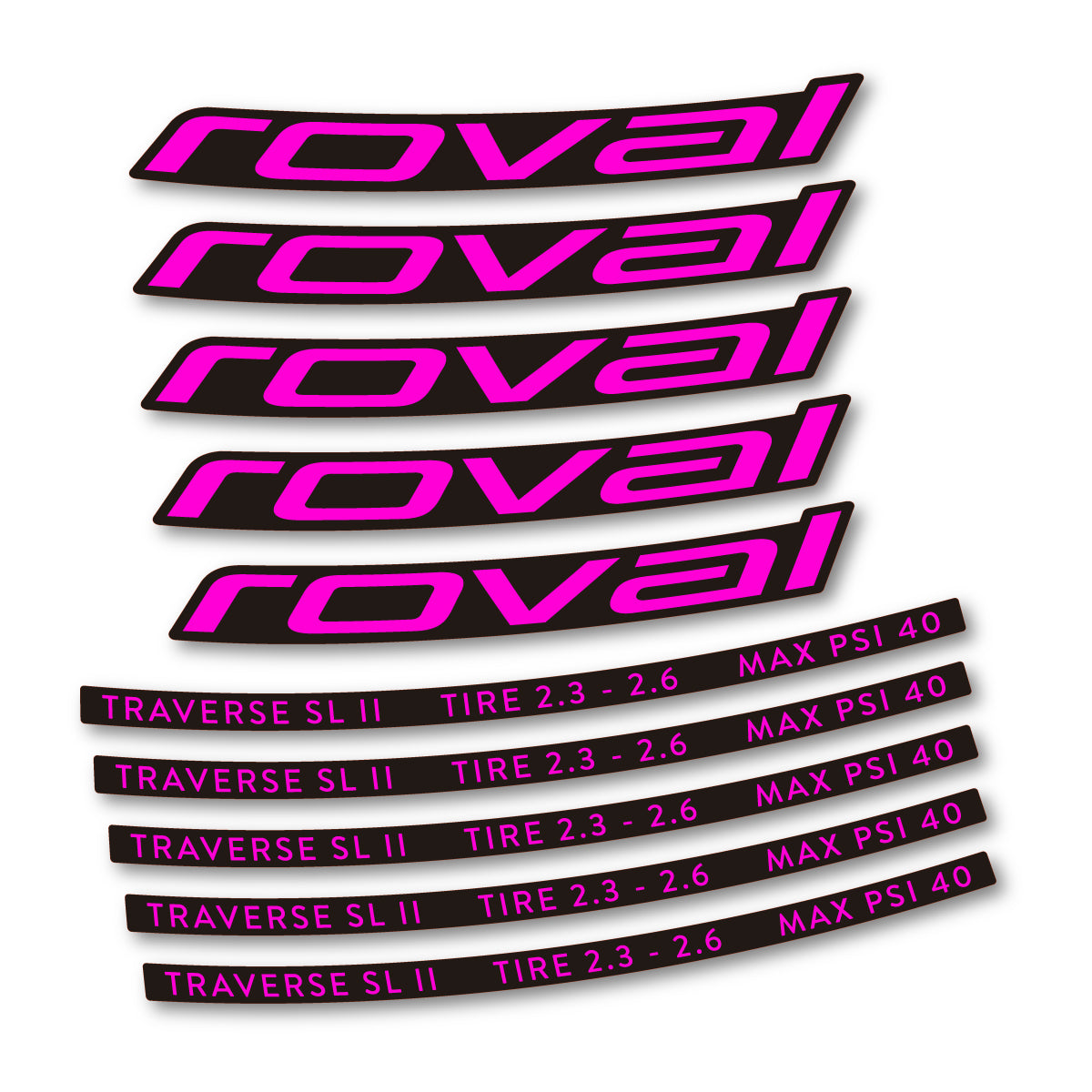 Stickers for Roval Traverse SL II 29 2023, Mountain Wheel 29" vinyl decals - Fuchsia Neon