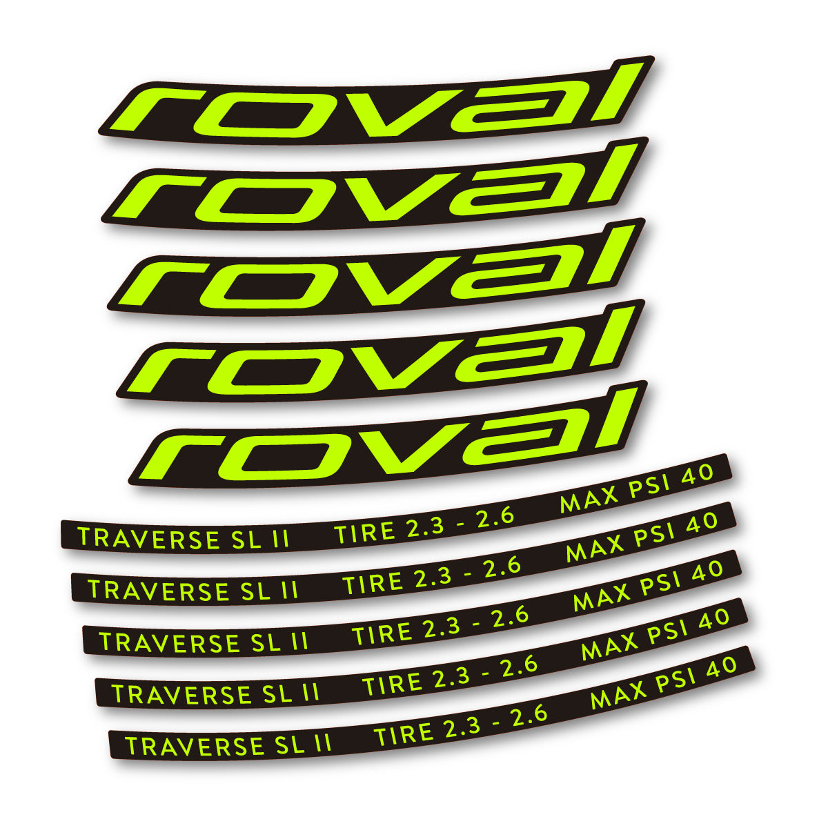 Stickers for Roval Traverse SL II 29 2023, Mountain Wheel 29" vinyl decals - Lime Neon