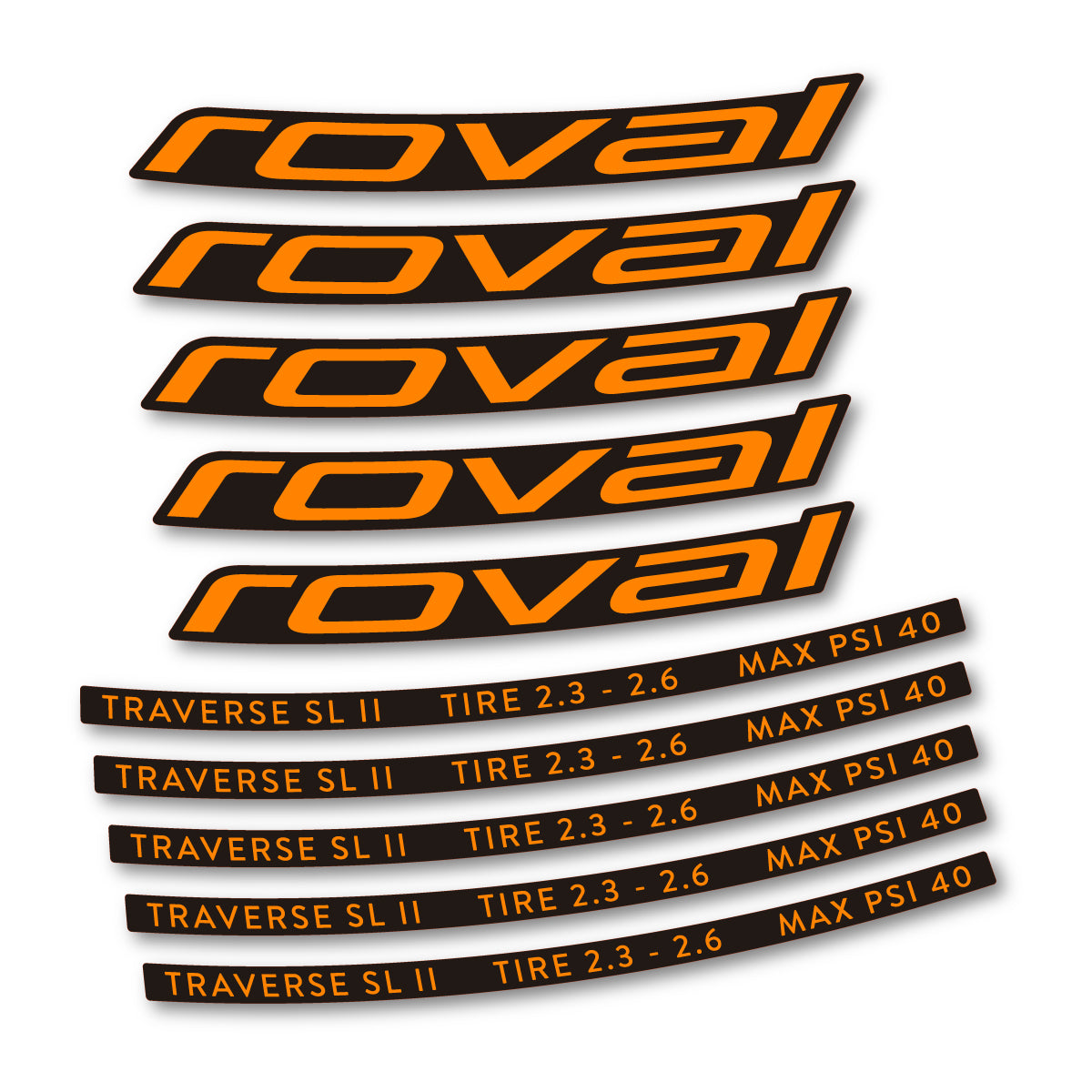 Stickers for Roval Traverse SL II 29 2023, Mountain Wheel 29" vinyl decals - Light Neon Orange