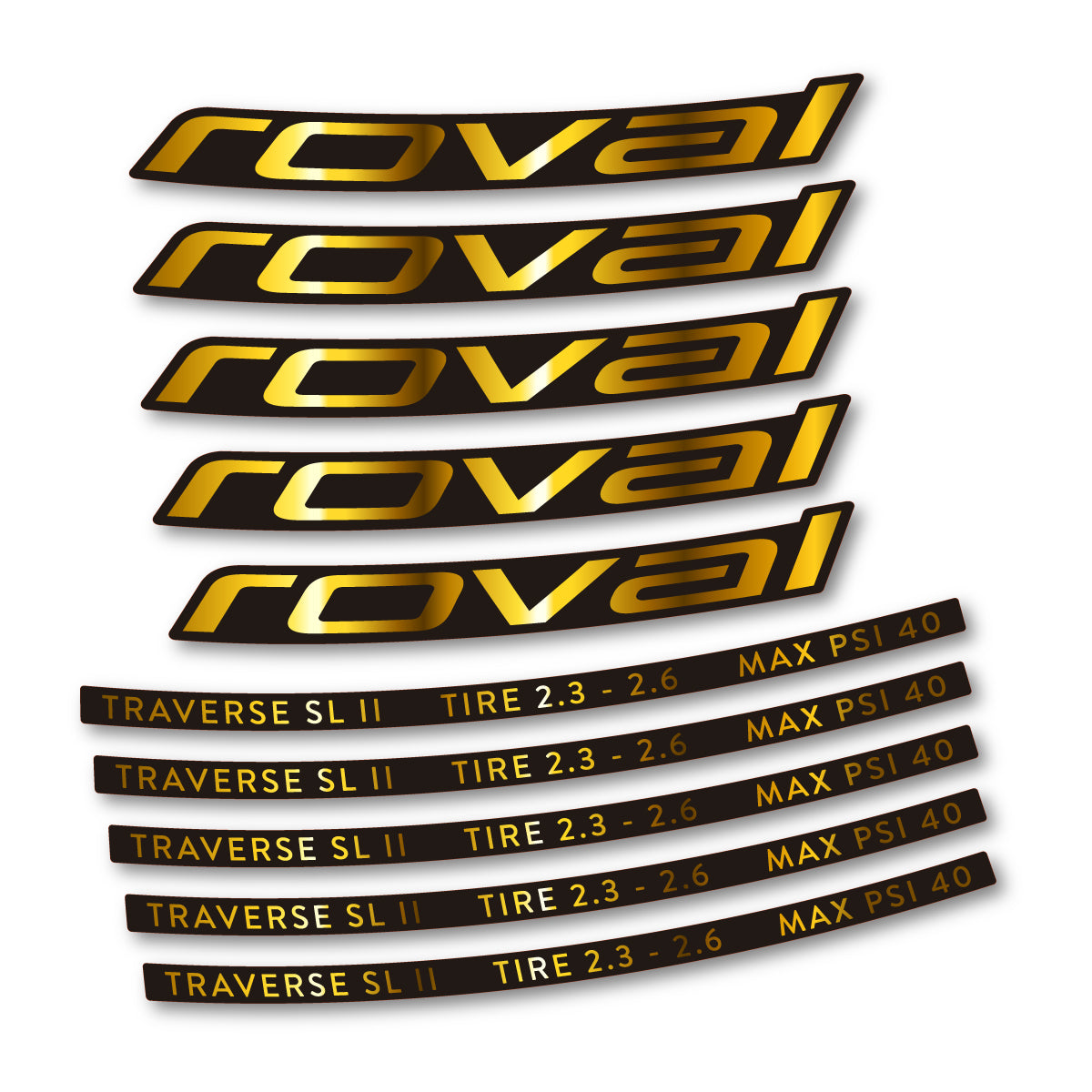 Stickers for Roval Traverse SL II 29 2023, Mountain Wheel 29" vinyl decals - Chrome Gold