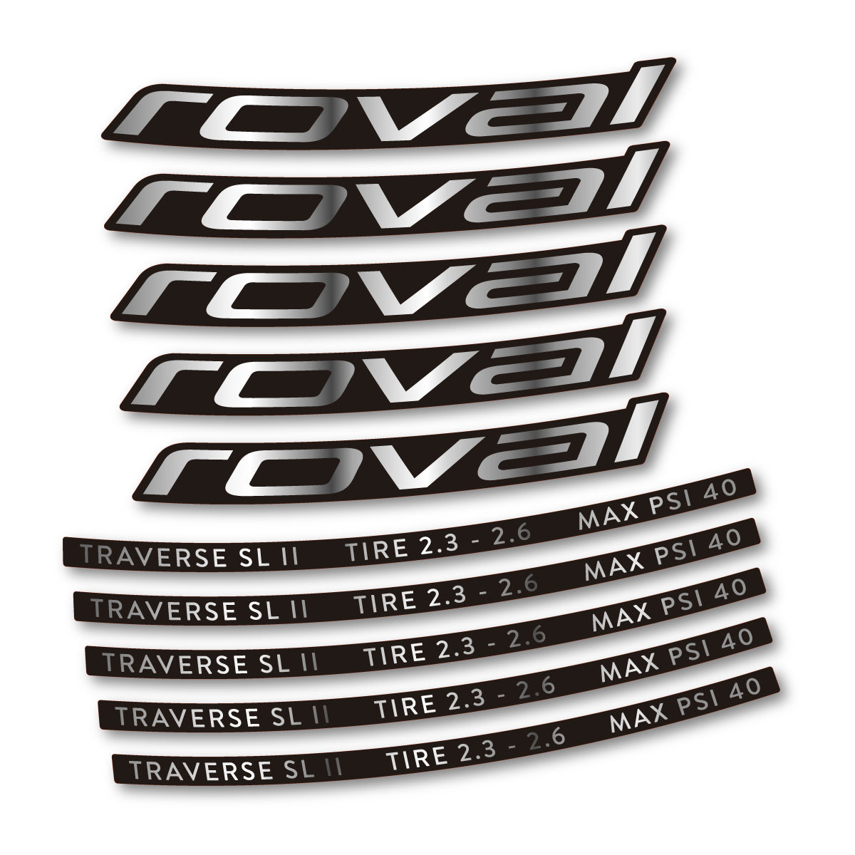 Stickers for Roval Traverse SL II 29 2023, Mountain Wheel 29" vinyl decals - Chrome Silver
