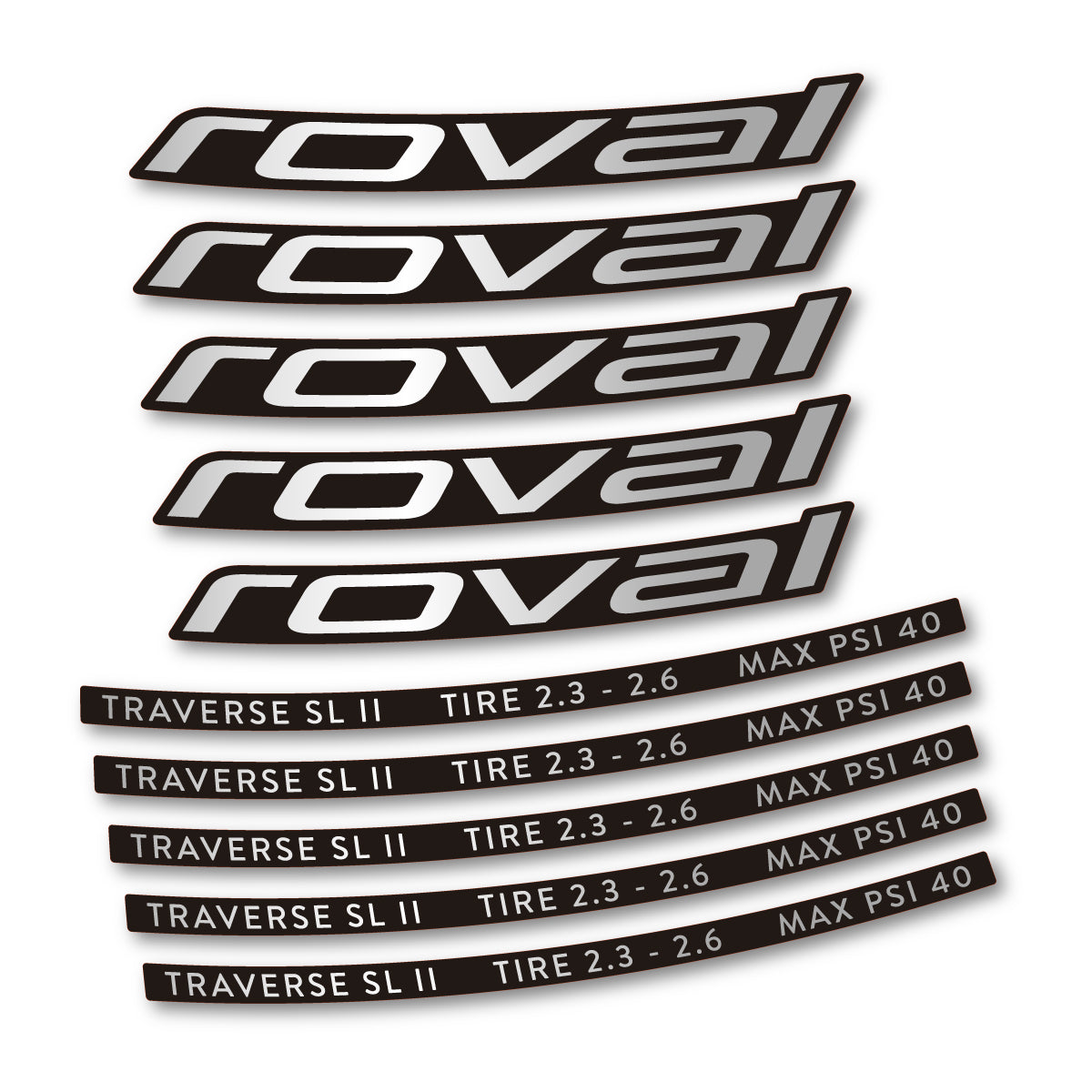 Stickers for Roval Traverse SL II 29 2023, Mountain Wheel 29" vinyl decals - Light Silver