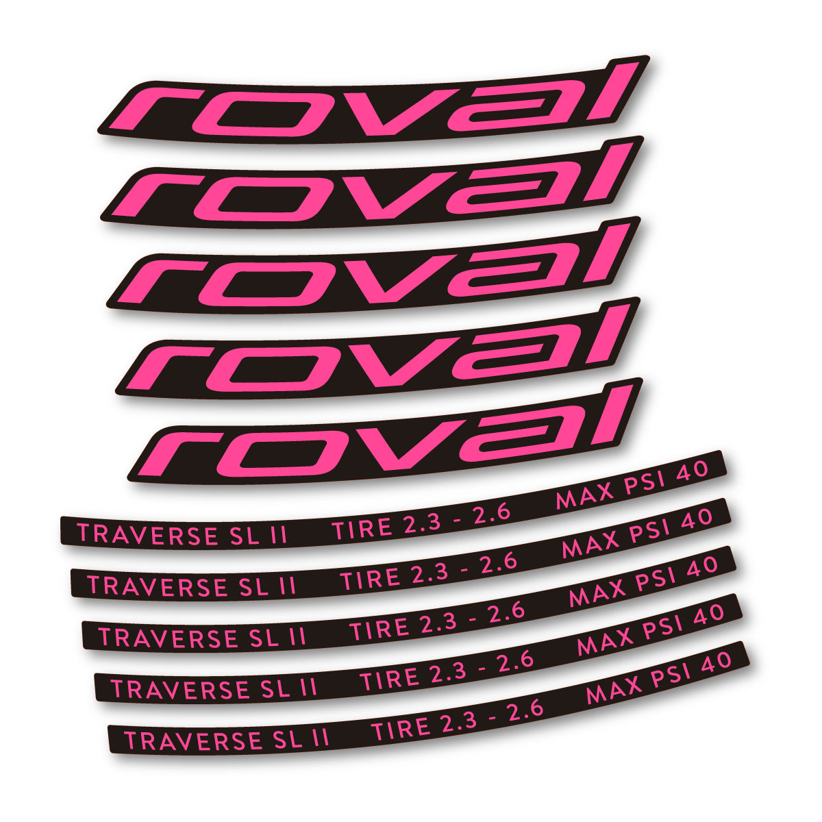 Stickers for Roval Traverse SL II 29 2023, Mountain Wheel 29" vinyl decals - Bubblegum Pink