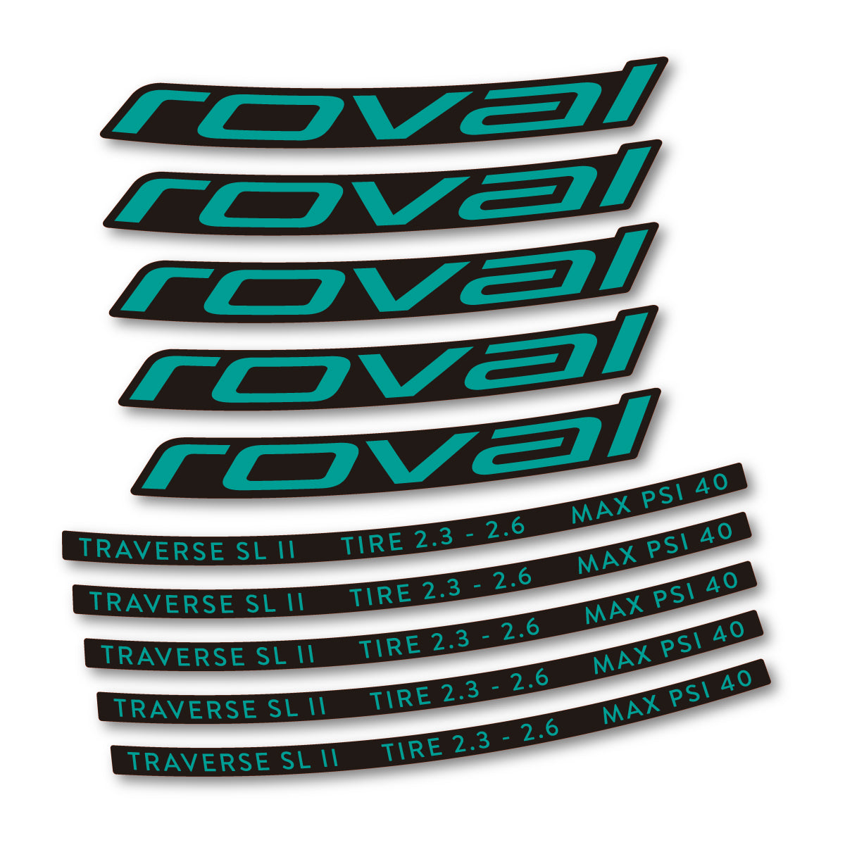 Stickers for Roval Traverse SL II 29 2023, Mountain Wheel 29" vinyl decals - Petrol Turquoise