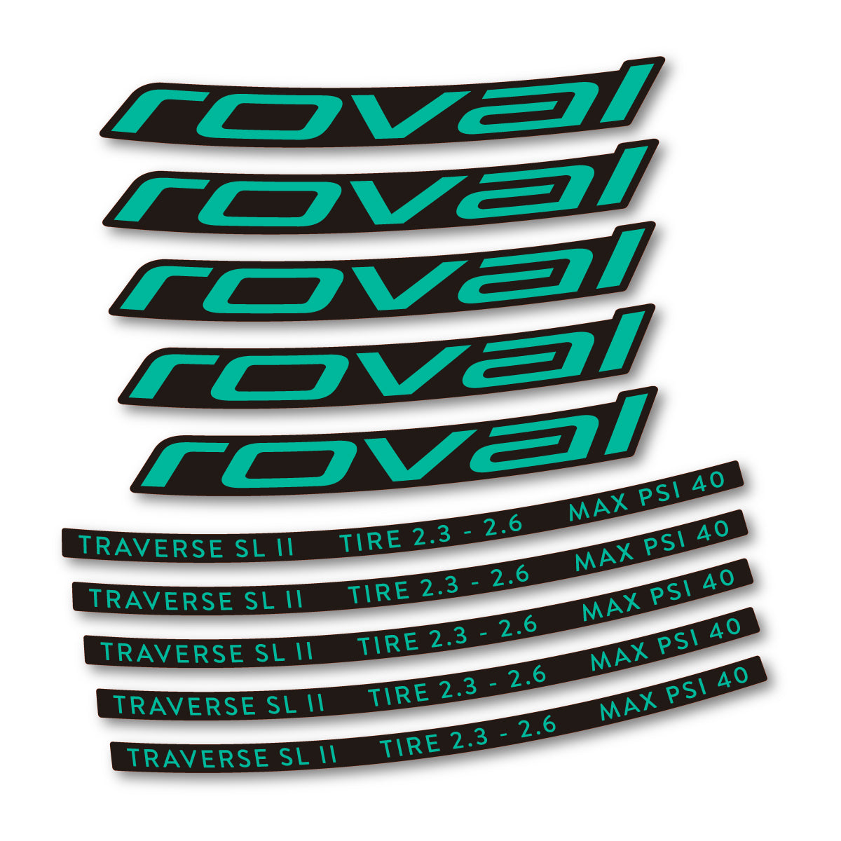 Stickers for Roval Traverse SL II 29 2023, Mountain Wheel 29" vinyl decals - Green Turquoise
