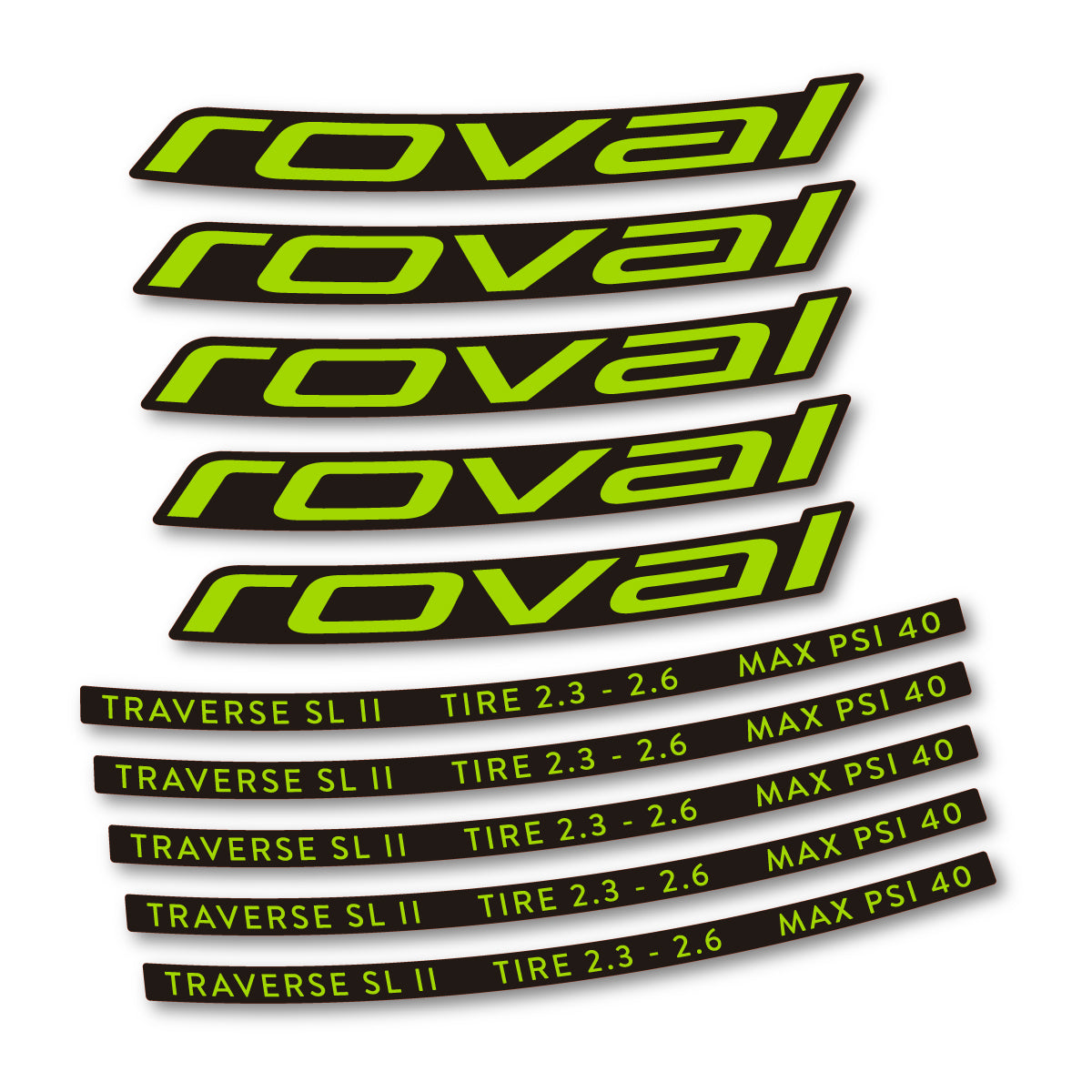 Stickers for Roval Traverse SL II 29 2023, Mountain Wheel 29" vinyl decals - Lime Green