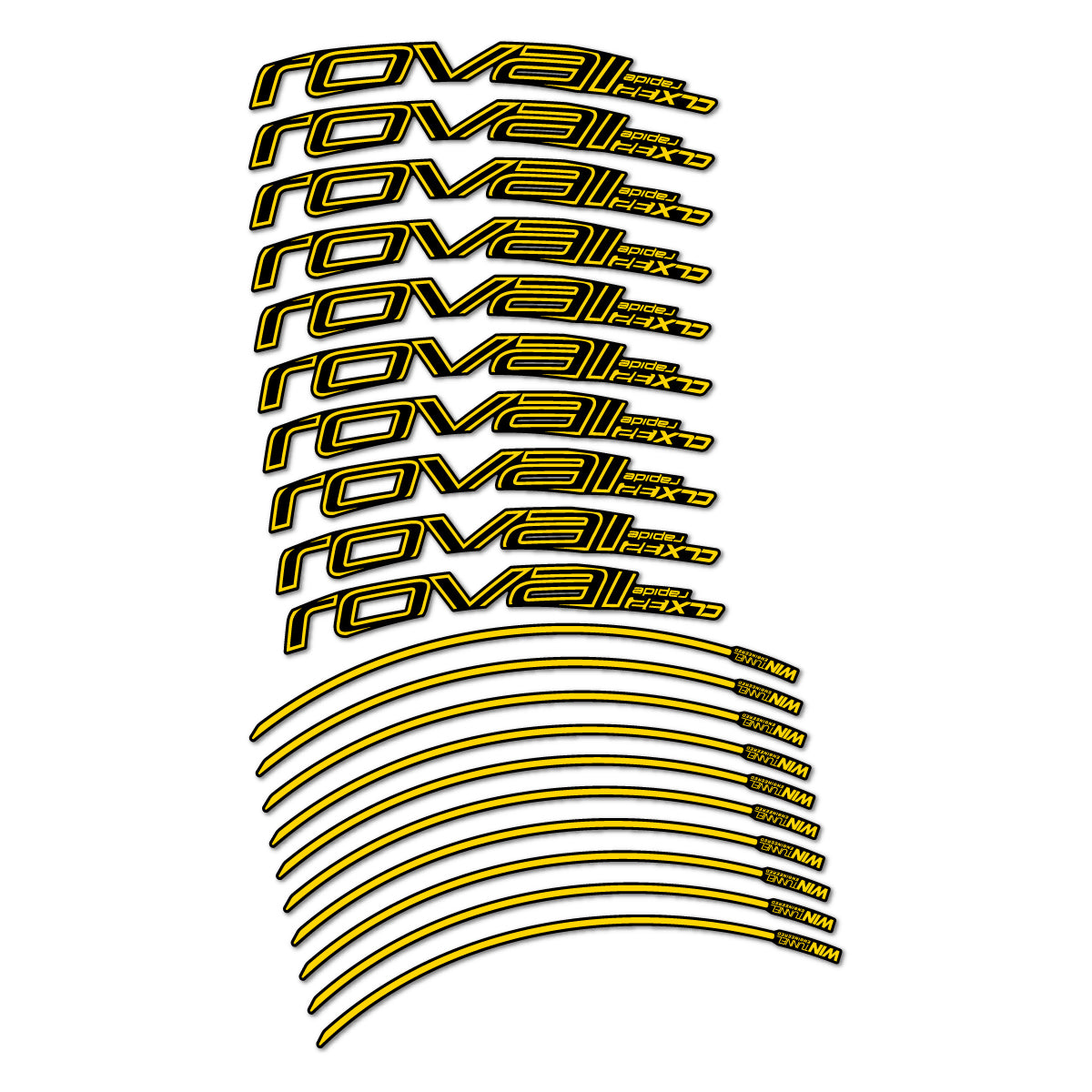 Compatible Stickers for Roval CLX 32 Rim Brake, Road Wheel 32mm vinyl decals - Banana Yellow