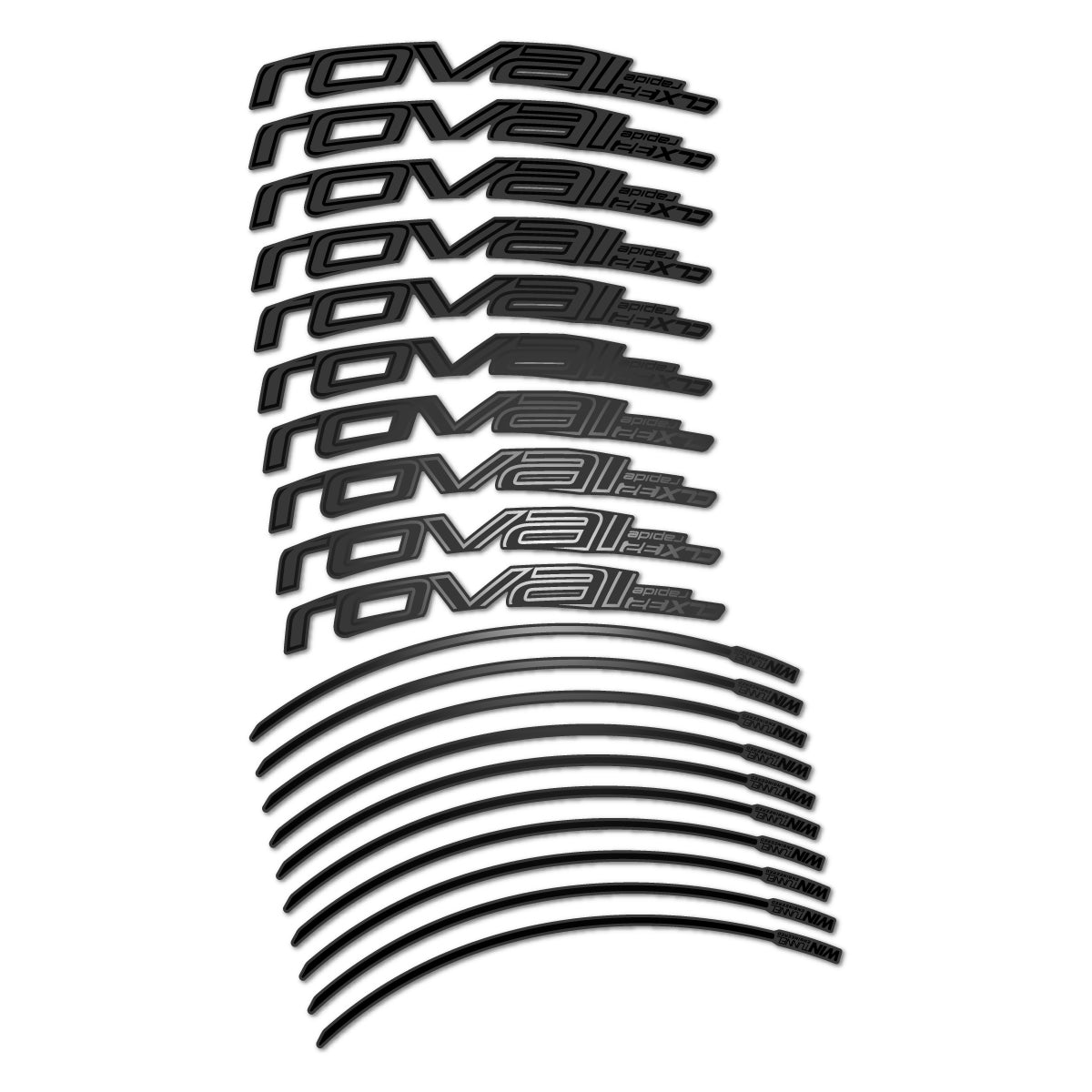 Compatible Stickers for Roval CLX 32 Rim Brake, Road Wheel 32mm vinyl decals - Black