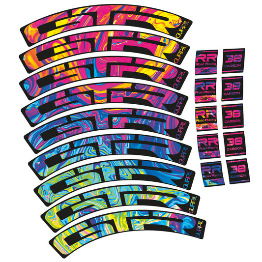 Psychedelic Rainbow decal for Gurpil GTR RR Road Racing Disc 38 Carbon road wheel 38mm – bike sticker vinyl