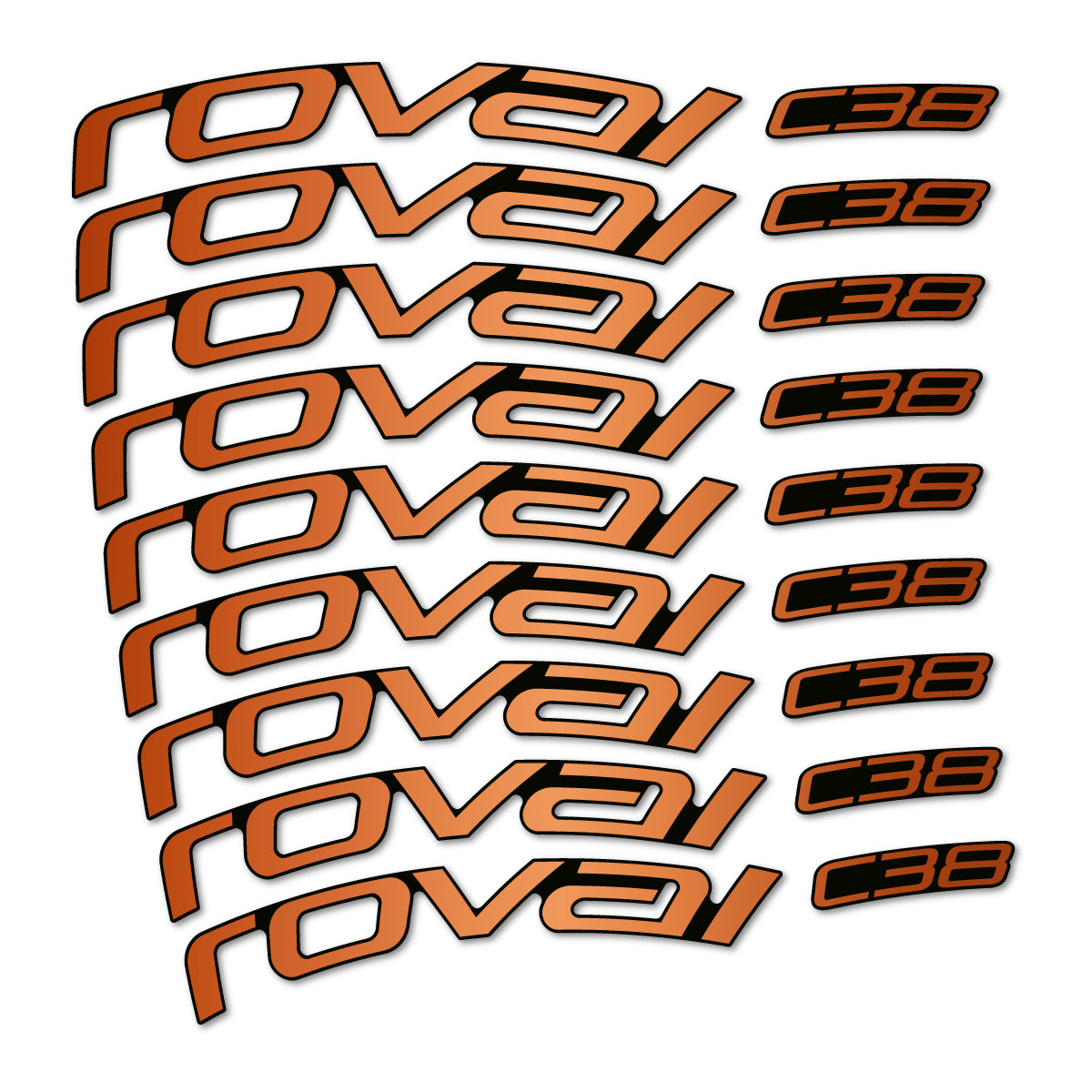 Stickers for Roval C38, Road Wheel 38mm vinyl decals - Bronze