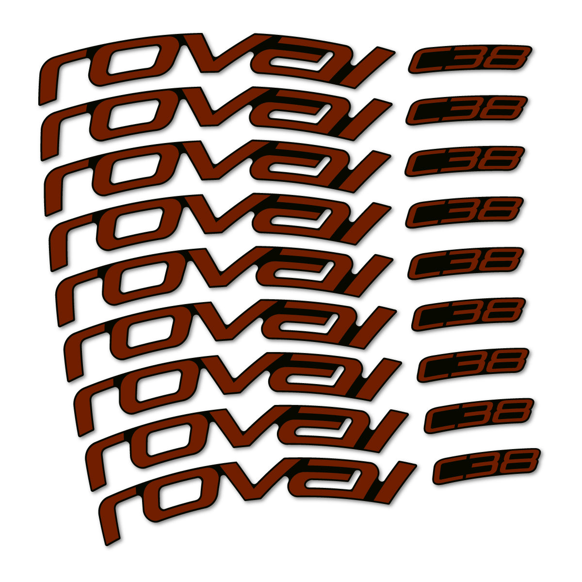 Stickers for Roval C38, Road Wheel 38mm vinyl decals - Brown