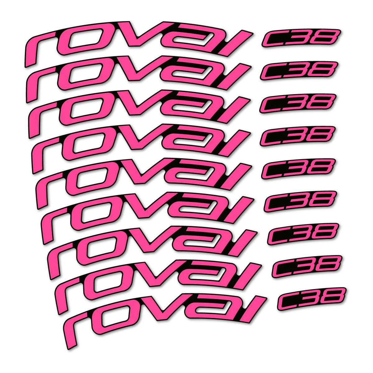 Stickers for Roval C38, Road Wheel 38mm vinyl decals - Bubblegum Pink