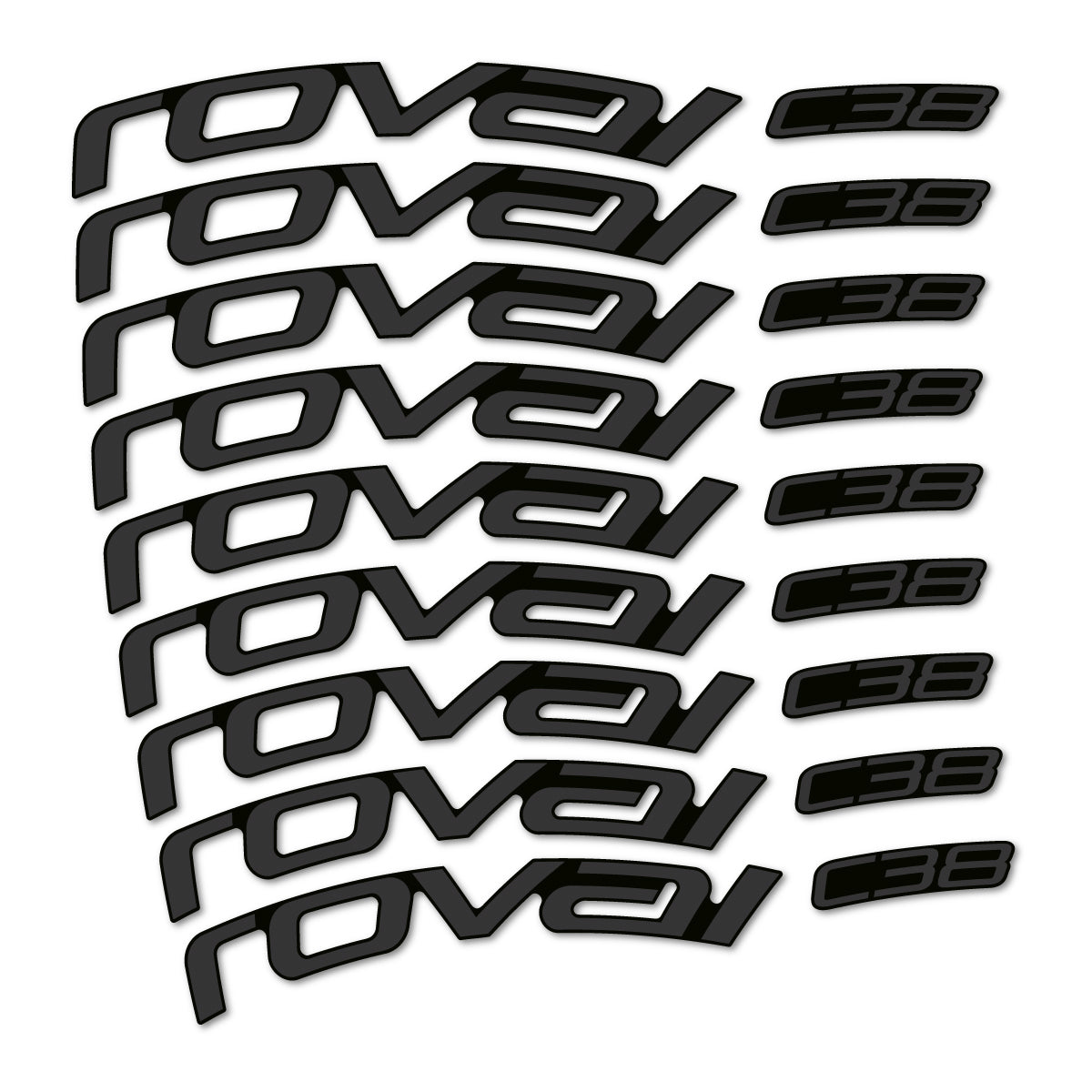Stickers for Roval C38, Road Wheel 38mm vinyl decals - Very Dark Grey