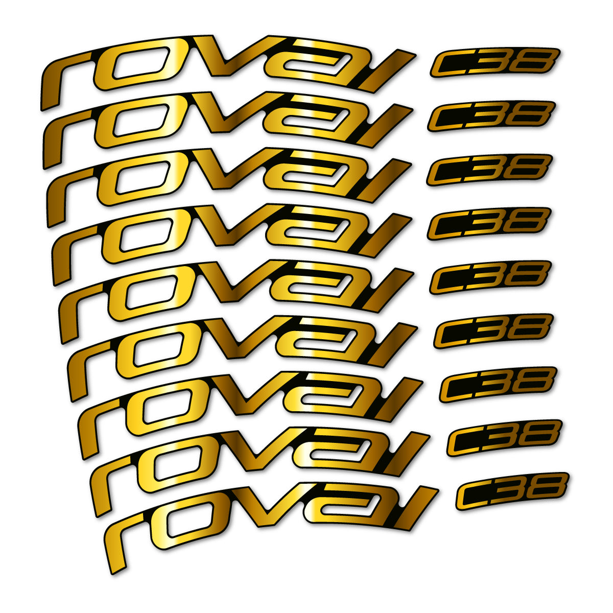 Stickers for Roval C38, Road Wheel 38mm vinyl decals - Chrome Gold