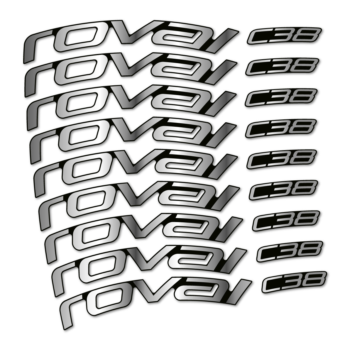 Stickers for Roval C38, Road Wheel 38mm vinyl decals - Chrome Silver