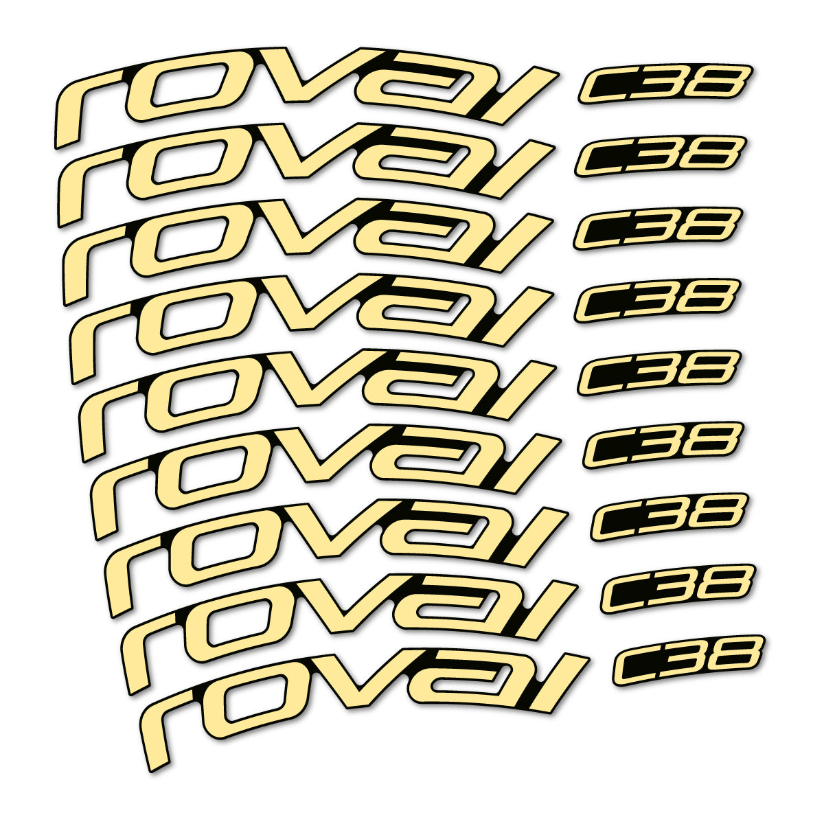 Stickers for Roval C38, Road Wheel 38mm vinyl decals - Cream