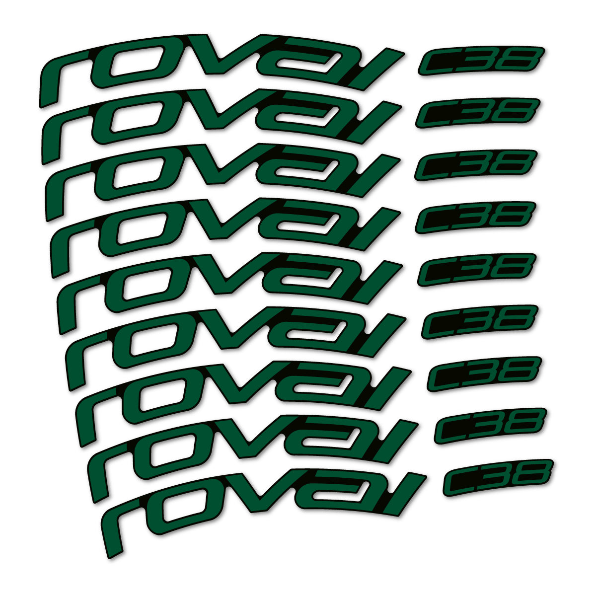 Stickers for Roval C38, Road Wheel 38mm vinyl decals - Dark Green
