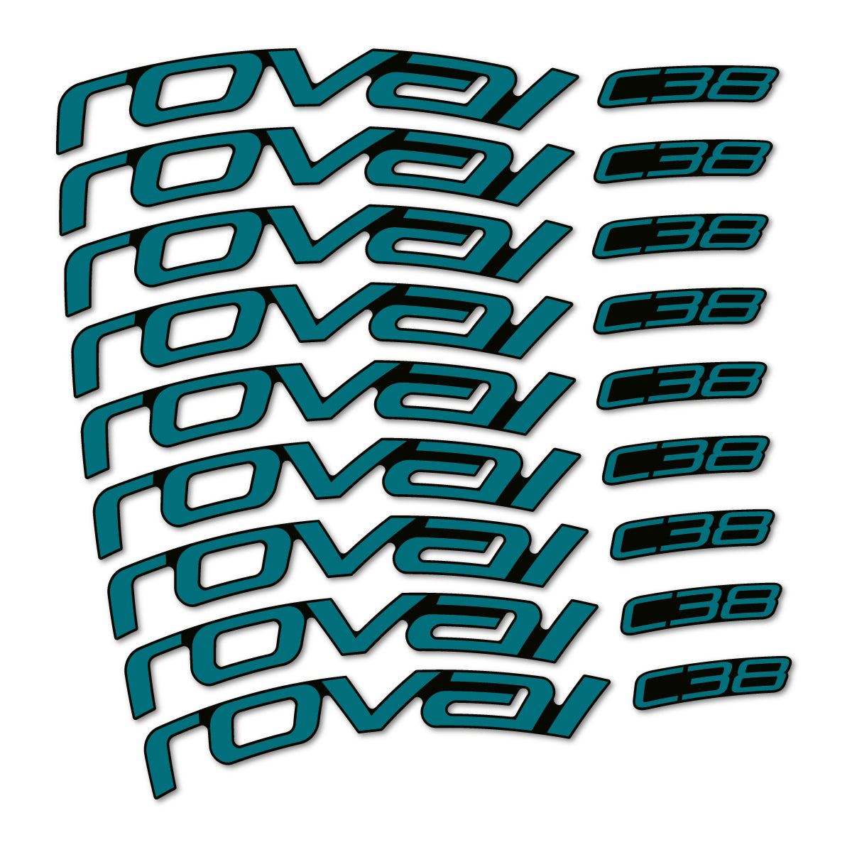 Stickers for Roval C38, Road Wheel 38mm vinyl decals - Dark Turquoise