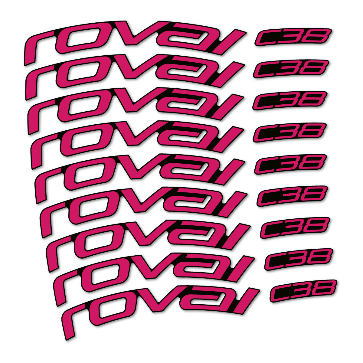 Stickers for Roval C38, Road Wheel 38mm vinyl decals - Dark Pink