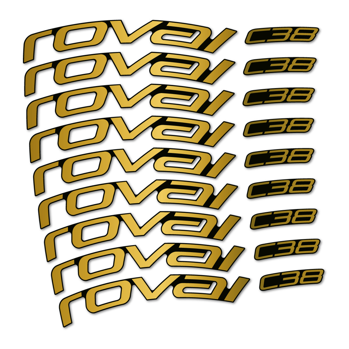 Stickers for Roval C38, Road Wheel 38mm vinyl decals - Gold