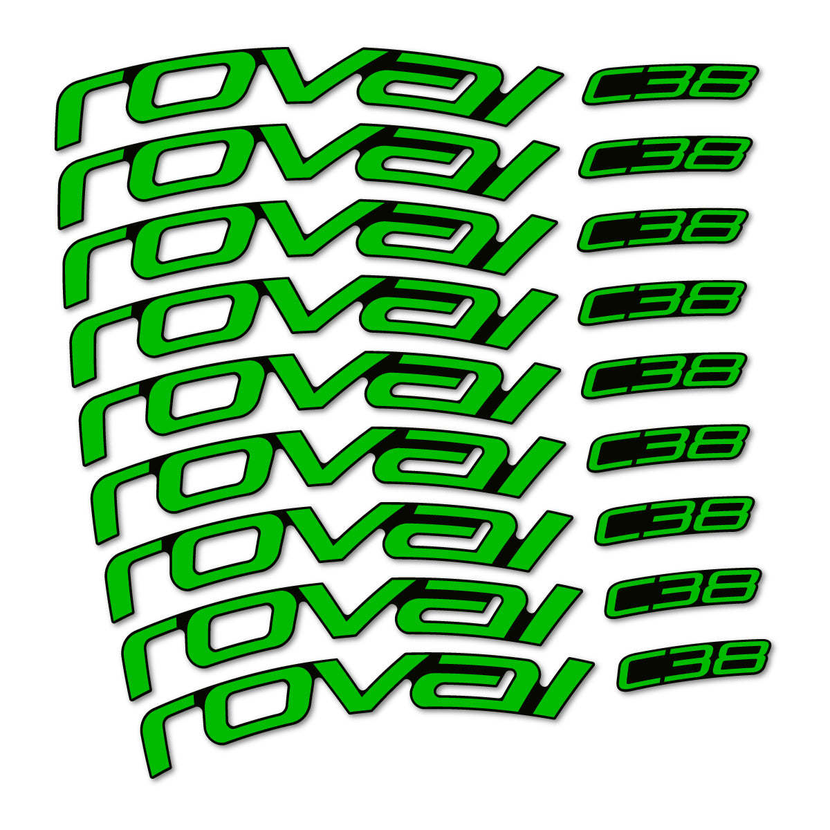 Stickers for Roval C38, Road Wheel 38mm vinyl decals - Grass Green