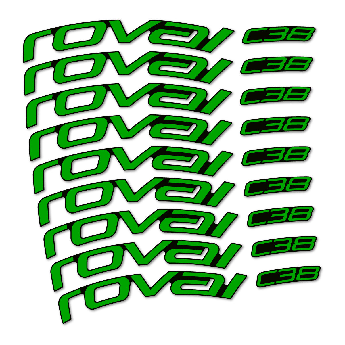 Stickers for Roval C38, Road Wheel 38mm vinyl decals - Green