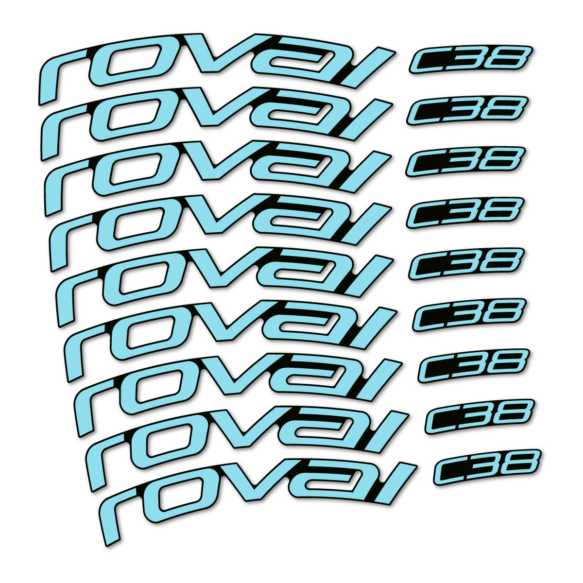 Stickers for Roval C38, Road Wheel 38mm vinyl decals - Sky Blue