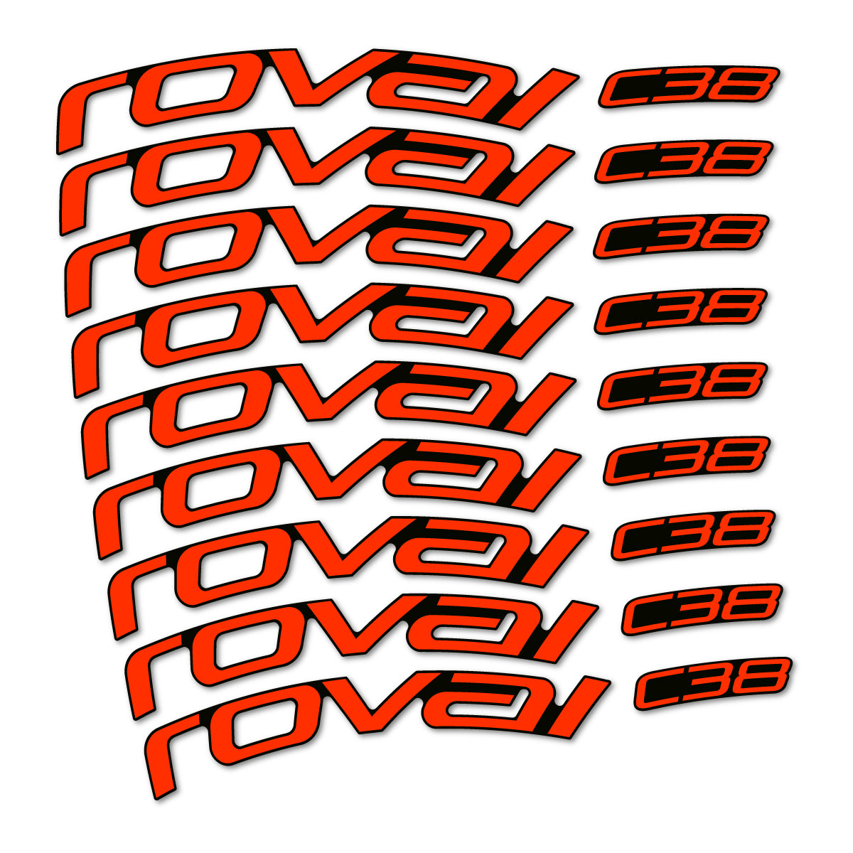 Stickers for Roval C38, Road Wheel 38mm vinyl decals - Luminous Orange