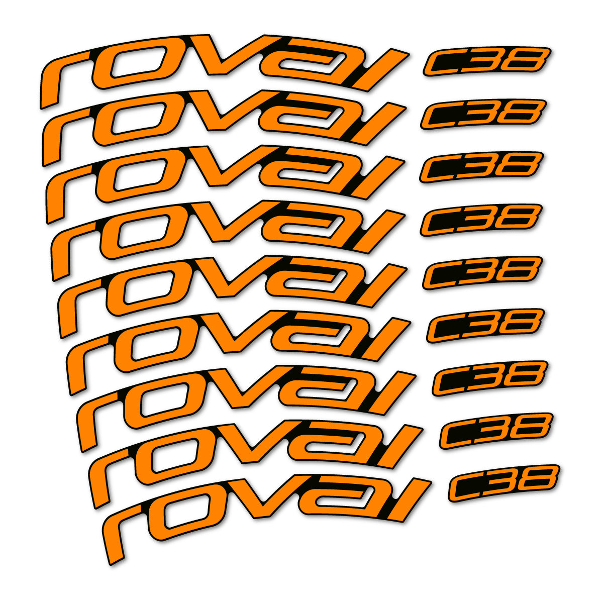 Stickers for Roval C38, Road Wheel 38mm vinyl decals - Light Neon Orange
