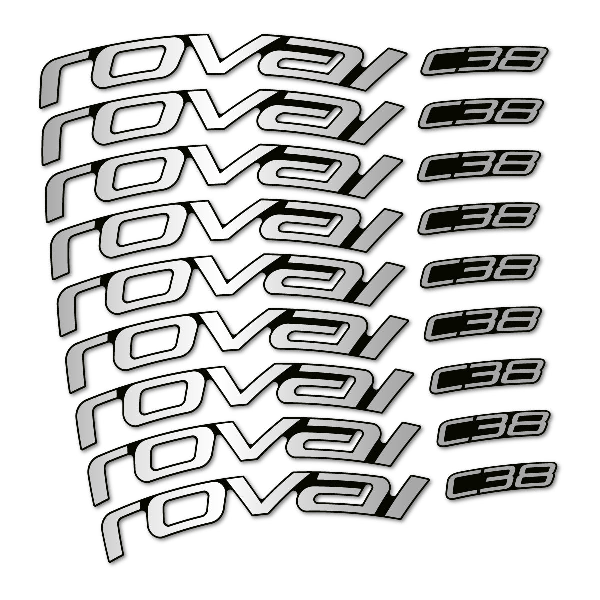 Stickers for Roval C38, Road Wheel 38mm vinyl decals - Light Silver