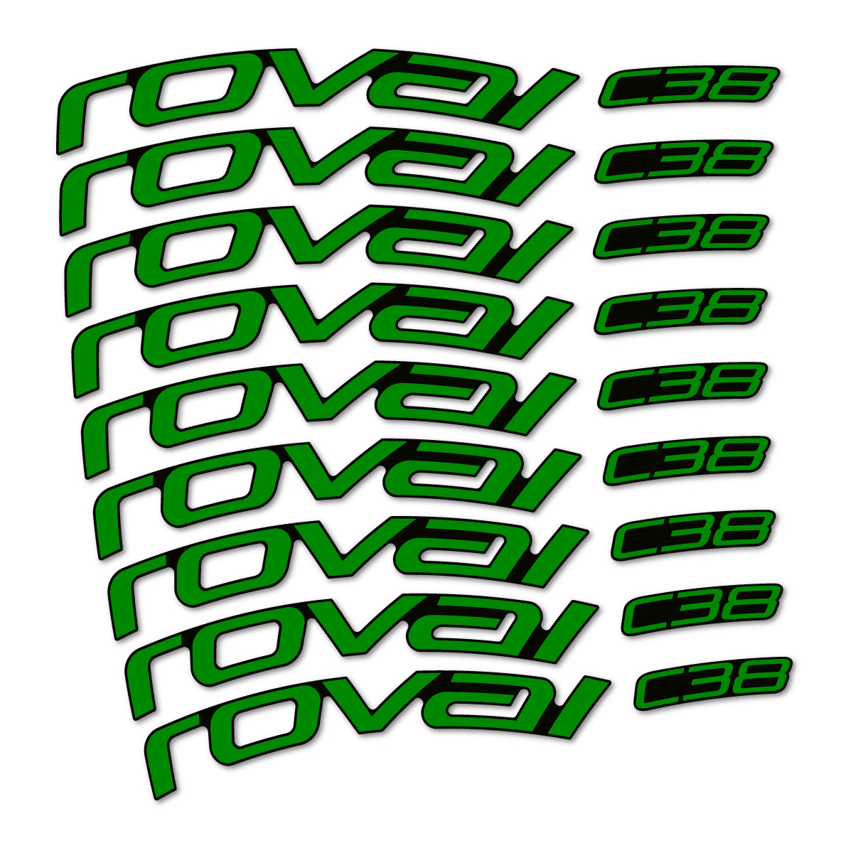 Stickers for Roval C38, Road Wheel 38mm vinyl decals - Medium Green