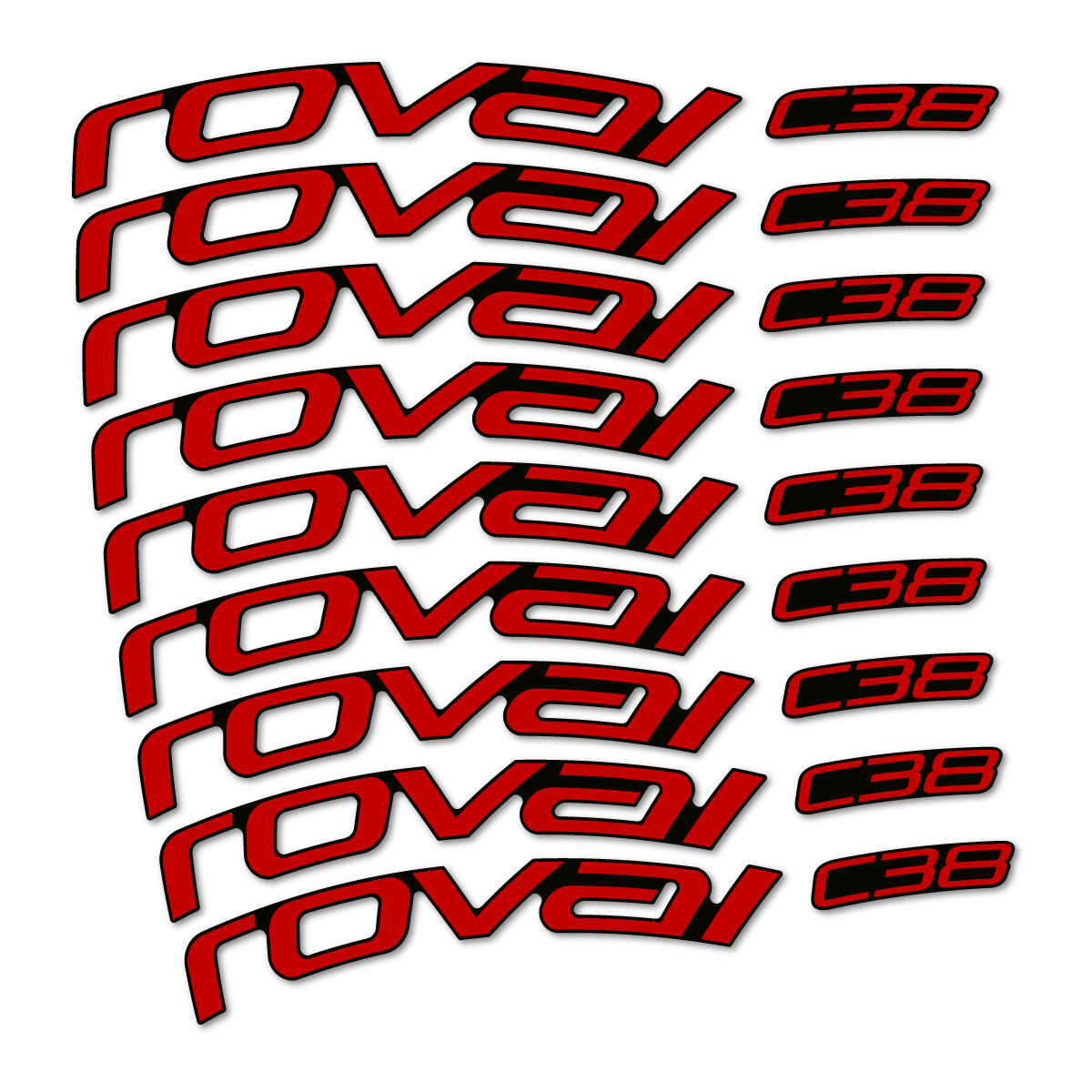 Stickers for Roval C38, Road Wheel 38mm vinyl decals - Medium Red