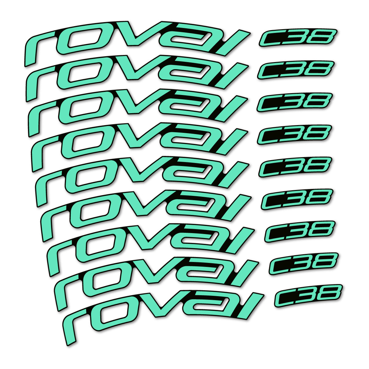 Stickers for Roval C38, Road Wheel 38mm vinyl decals - Mint