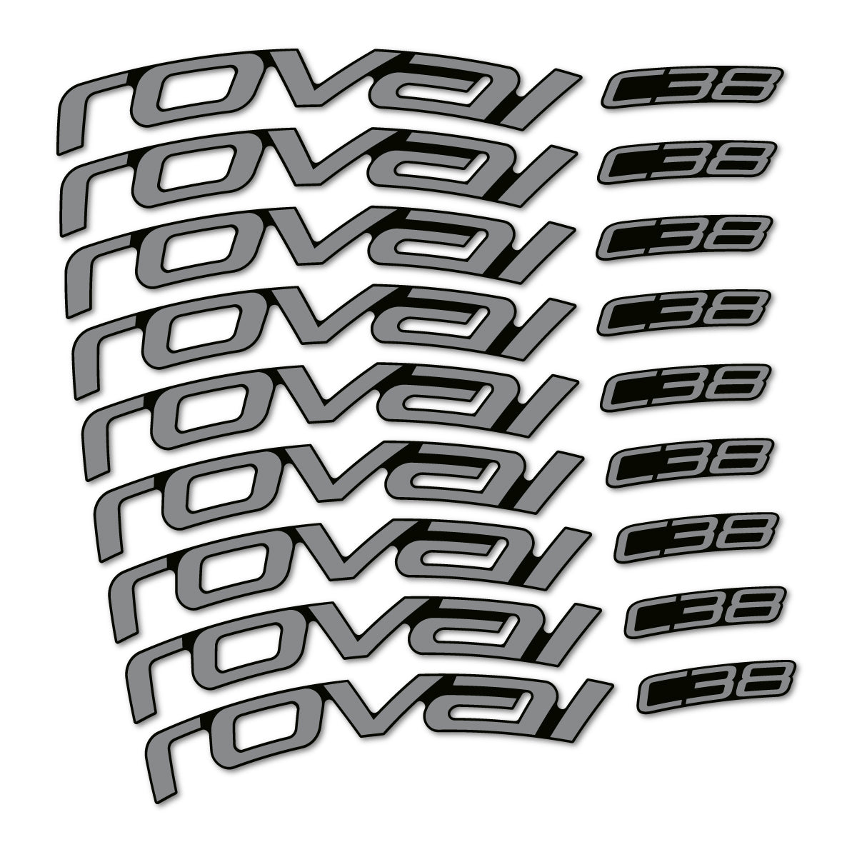 Stickers for Roval C38, Road Wheel 38mm vinyl decals - Traffic Grey