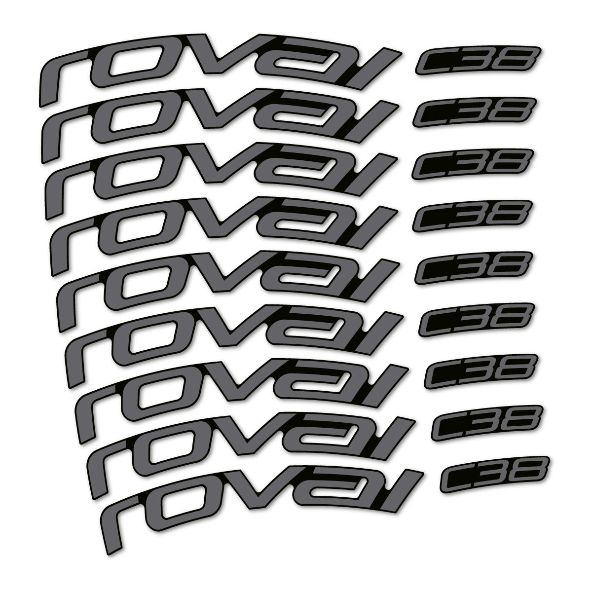 Stickers for Roval C38, Road Wheel 38mm vinyl decals - Medium Grey
