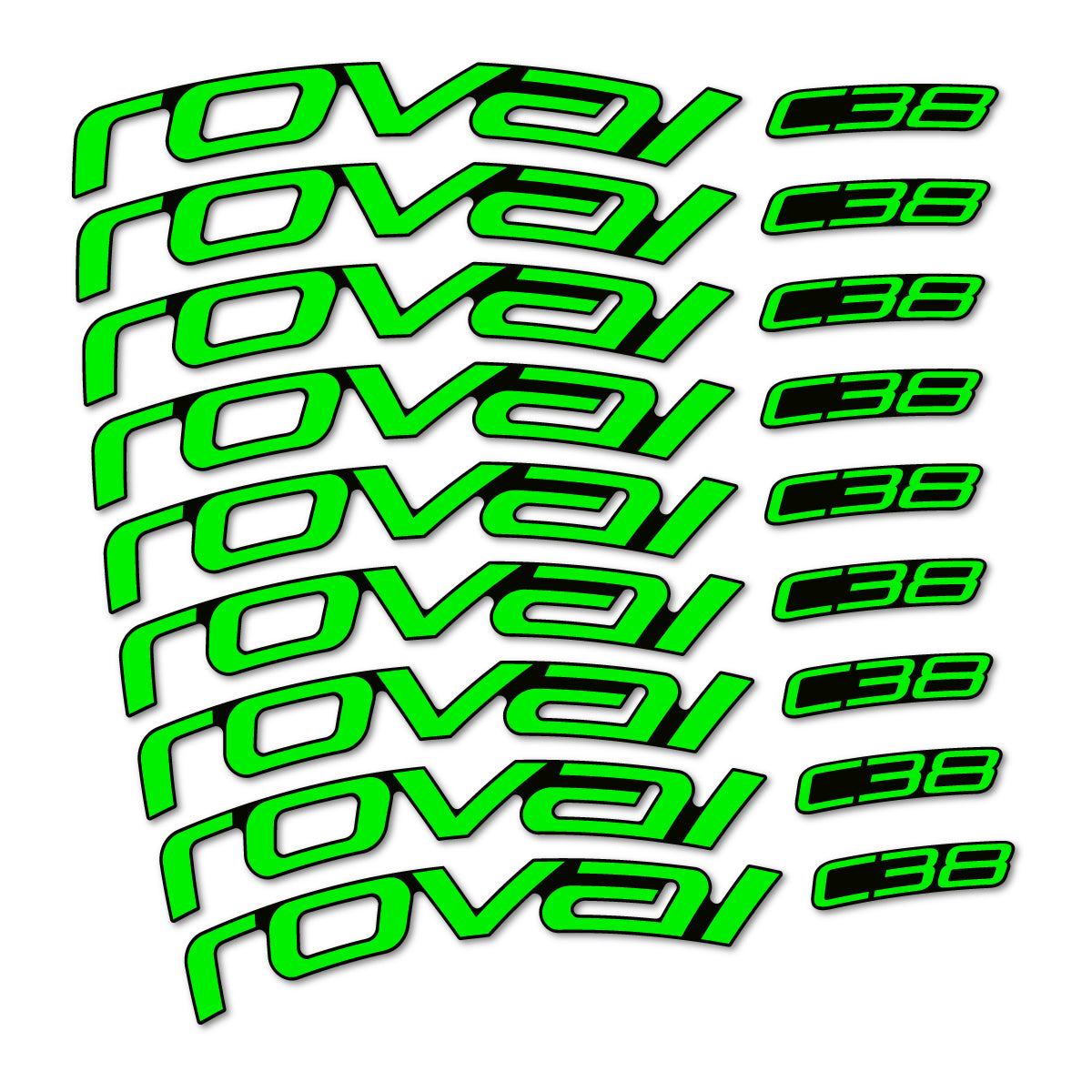 Stickers for Roval C38, Road Wheel 38mm vinyl decals - Neon Green