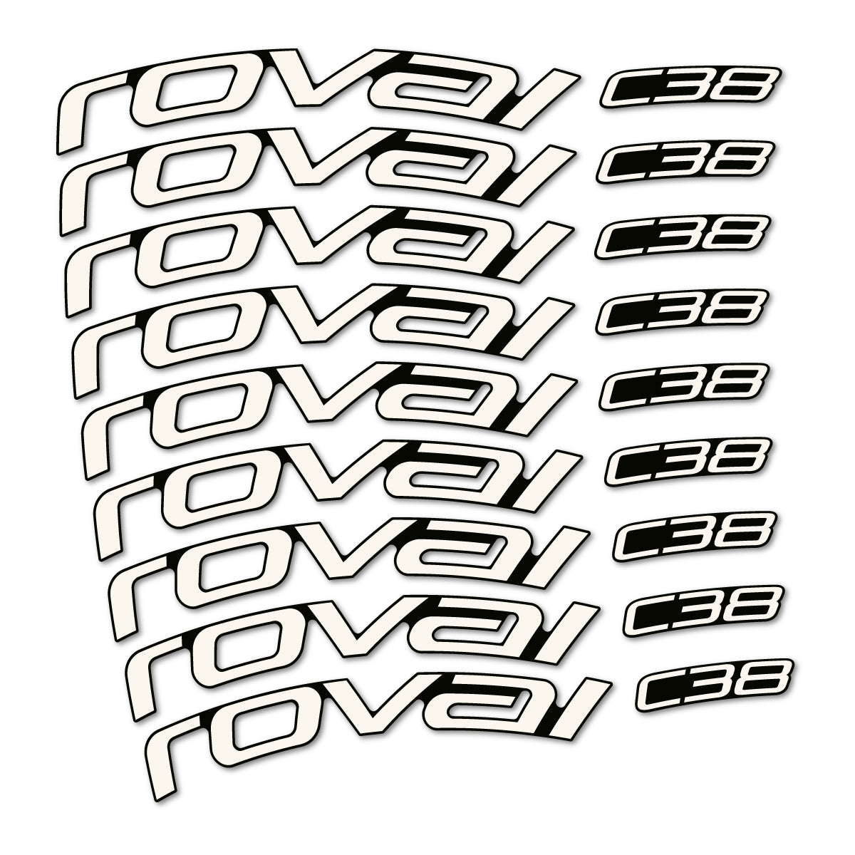 Stickers for Roval C38, Road Wheel 38mm vinyl decals - Bone White