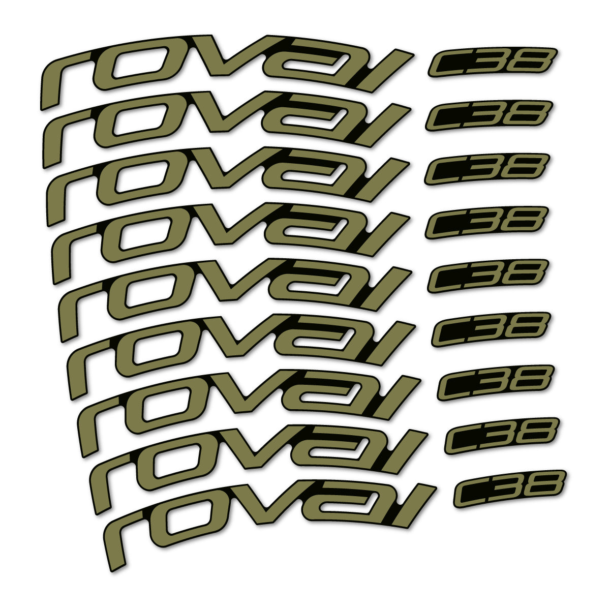 Stickers for Roval C38, Road Wheel 38mm vinyl decals - Khaki
