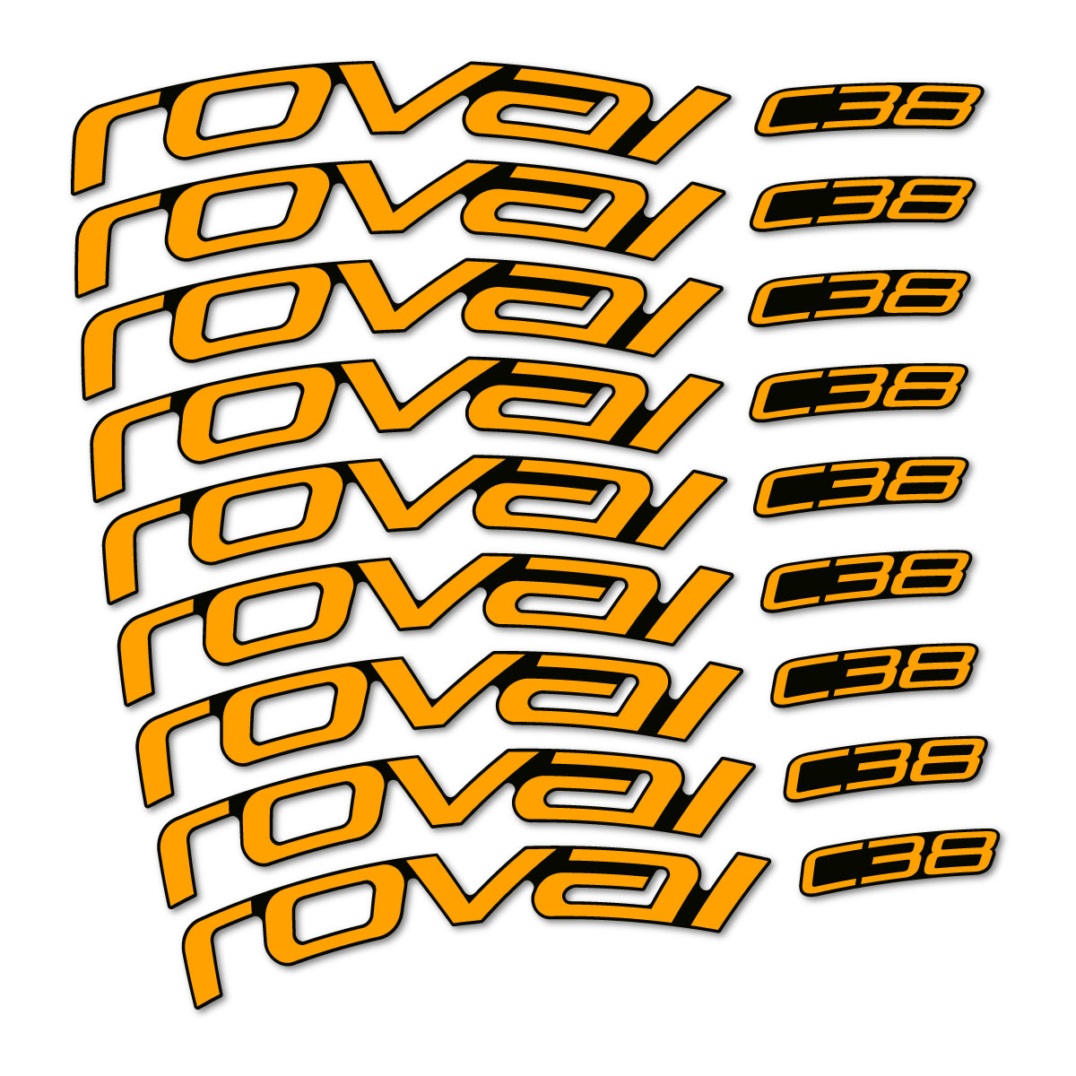 Stickers for Roval C38, Road Wheel 38mm vinyl decals - Orange Yellow