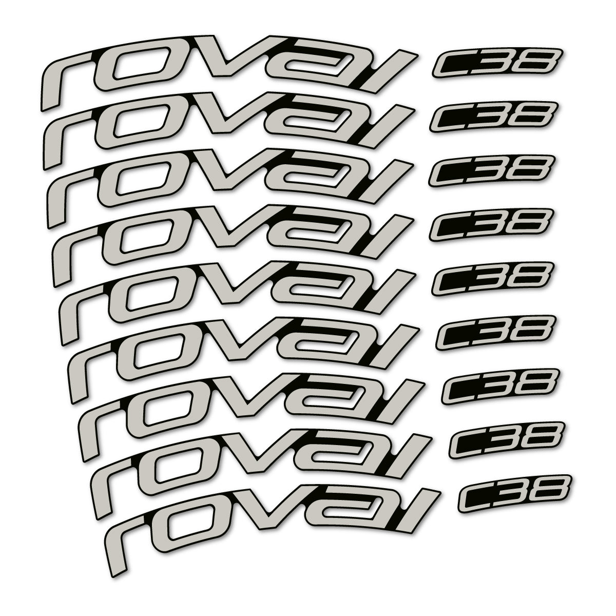 Stickers for Roval C38, Road Wheel 38mm vinyl decals - Light Grey