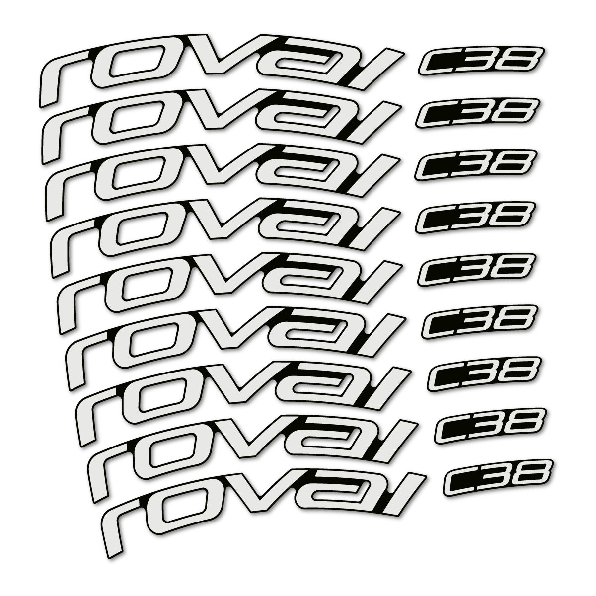 Stickers for Roval C38, Road Wheel 38mm vinyl decals - Pearl Grey