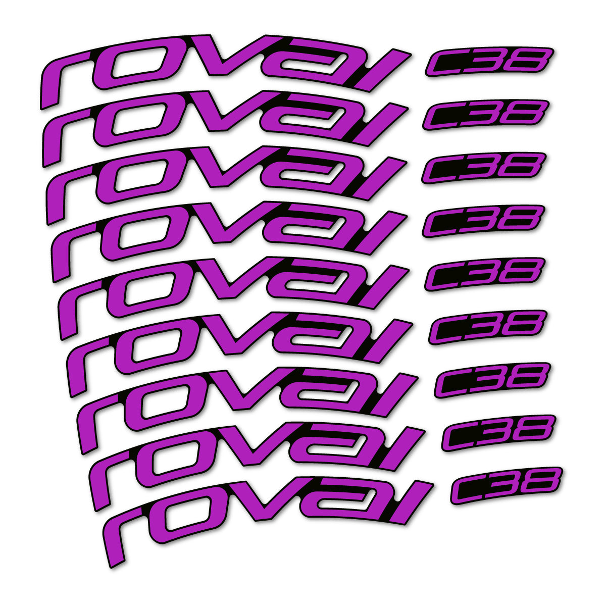 Stickers for Roval C38, Road Wheel 38mm vinyl decals - Violet Pink